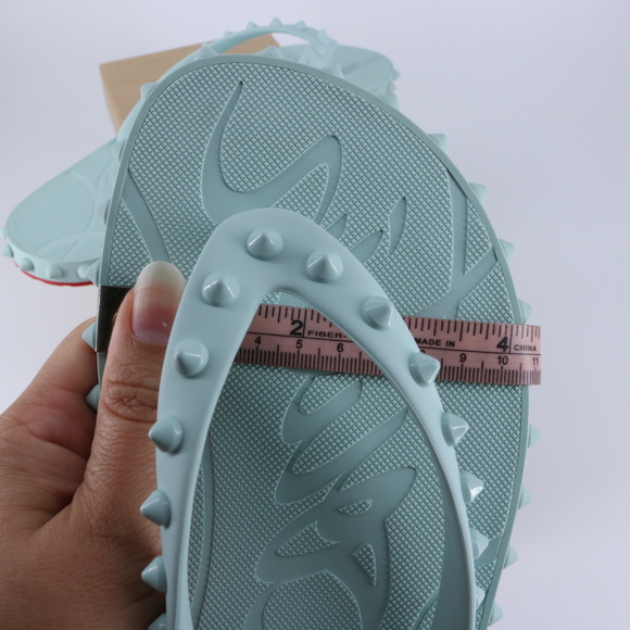 Christian Louboutin 40 Super Loubi Flip Donna Iceburg Blue Spike Flip Flops E849 - Picture 4 of 12